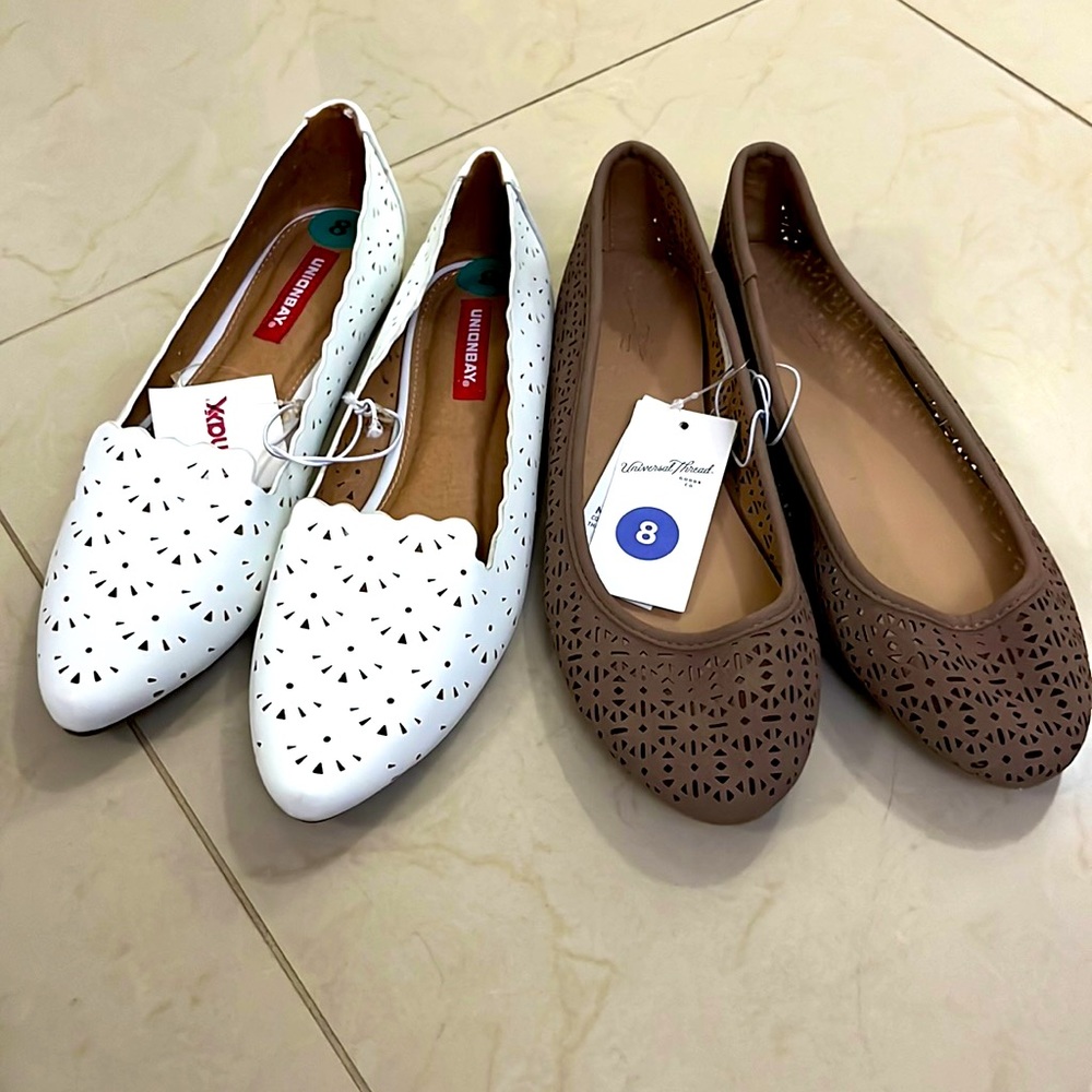 2 pairs of ballet flats w/cut out designs. never worn with tags!
